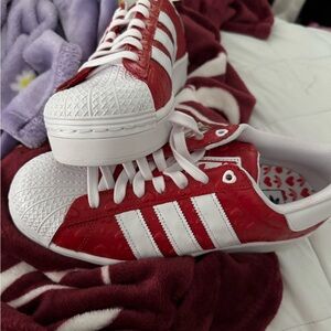 Red and White Adidas Sneakers